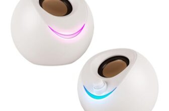 ZEBRONICS Blues 2.0 Computer Speakers, 8 Watts, 45° Elevated Drivers, Dual Passive Radiators, USB Powered, AUX, Volume Control Knob, RGB LED, for Laptops & Desktop (Beige)