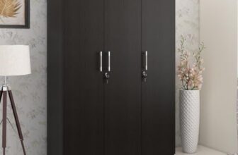 Spacewood Optima Wardrobe | 3 Year Warranty | Almirah, Cupboard, Almari, 3 Door Wardrobe, 2 Hanging Space|Engineered Wood| Natural Wenge
