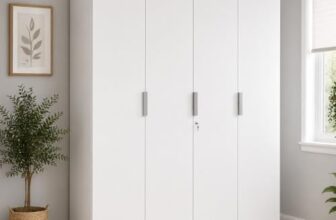 Nilkamal Joyce 4 Door Wooden Wardrobe for Bedroom | Almirah with 13 Shelves & 1 Hanging Rod | Clothes Cupboard | Engineered Wood | Frosty White