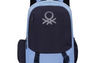United Colors of Benetton Turf 24L Laptop Backpack – Blue+Navy, Fits 15-inch Laptop, Water-Resistant with Secure Buckle, for Students & Commuters