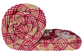 MollisHomes Comforter Single Bed | 240GSM Microfiber Blanket Single Bed | 150x 225cm | Ac Comforter | Magenta & Beige Blanket | Floral Pattern