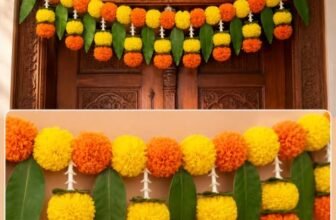 Rajasthan Kraft Artificial Marigold Bandanwar for Door, 40 Inch Decorative Flower Garland for Home Décor, Door Toran & Wall Hanging for Diwali, Pooja, Wedding, Festival & Entrance Decoration