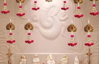 Divyakosh Wood Handmade Wall Decor Lotus with Pom-Pom Style (Set of 8 Pcs), Hanging for Home Decor,Diwali Decor, Wedding and All Festival Decor | Lotus Hangings for Home Decoration |, Multicolor