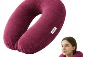 CRAE Travel Neck Pillow for Men & Women | Soft Fibre Cushion for Flight, Car & Train | Soft Velvet Fabric with Attachable Snap Strap | Cervical Support for Neck Pain Relief.Pack of 1(Candy Pink)