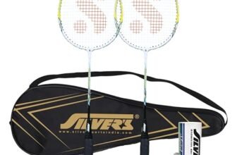 Silver’s Aluminium Defender Badminton Kit (2 Racquets with Full Cover, 1 Box Feather Shuttlecock Pack of 3)(Green/White)