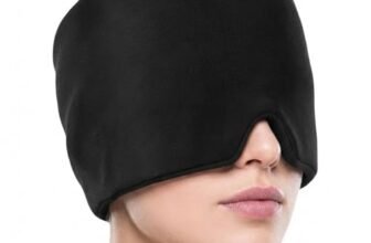 Migraine Relief Cap for Headache & Migraine Pain | Hot & Cold Therapy Cooling Gel Mask | Sinus, Stress, Tension Relief Head Wrap | Reusable Ice Pack Cap for Men & Women (Black)