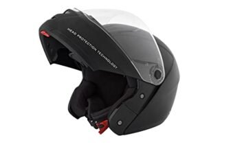 Studds Ninja ELITE Flip Up Full Face Helmet with Plain Center Strip (Black, L)