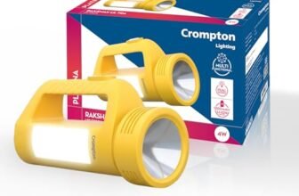 Crompton Rakshak Ultra 4W LED Torch Light | Dual Mode Torch & Lantern | Rechargeable Li-Ion Battery | USB-C Fast Charging | Upto 11 Hours Backup | Compact Emergency Torch | 1 Year Warranty