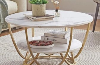 Online Decor Shoppee Aaira crafts Round Modern Marble Design Coffee Table for Living Room Engineered Wood Coffee Table(Finish Color – White, Pre-assembled)