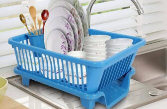 Quickmart Dish Drainer Kitchen Rack Plastic 3 in 1 Large Sink Set Dish Rack BLUE Drainer Drying Rack Washing Basket&Tray_0