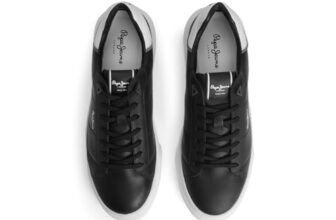Pepe Jeans Men’s Eaton Basic Lightweight Black Cupsole Sneakers, 8