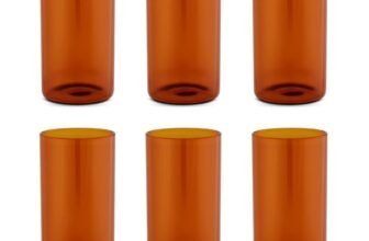 Borosil 350ml Set of 6 pcs Amber Vision Transparent Glass | Cold Drink Tumbler, Beer Glass, Juice Glass | Flame Proof Glasses | Microwave & Dishwasher Safe | Glass Drinking Tumbler