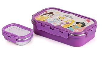 CELLO Thermo Click Toons Big | 100% Food Grade | Leak Proof & Break Resistant | 2 Containers Lunch Box, 1024 ml, Violet