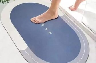Super Absorbent Quick Dry Bath Mat, Oval, Blue