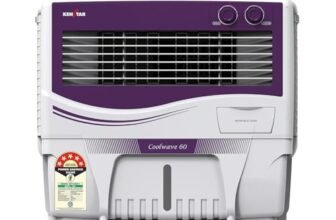 Kenstar COOLWAVE 60 L Air Cooler with Woodwool Cooling Media |5-star BEE Rating | 200 W|Purple & White
