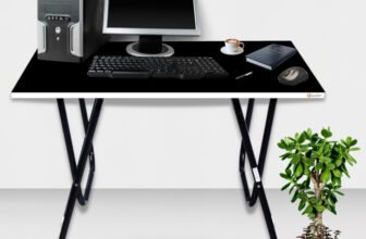 EuroQon Workstation Foldable Engineered Wood Computer Desk(Modular, Finish Color – Black, Pre-assembled)