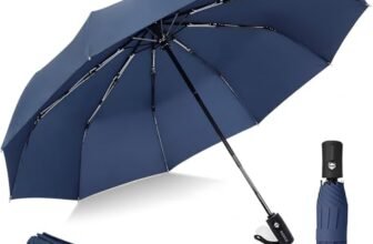 PANCA Windproof Automatic Open Close Travel Umbrella for Men & Women | Compact 3 Fold Rain Umbrella with 8 Reinforced Ribs | Portable Folding Umbrella for Office, Travel & Outdoor (Navy Blue)