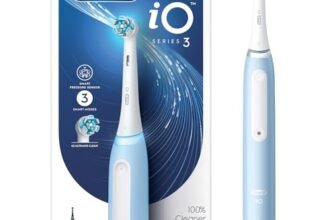 Oral-B iO3 Ultimate Clean Electric Toothbrush for Adults | 3 Smart Modes | iO Pressure Sensor | Tuft-in-Tuft Bristles | IPX7 Waterproof | 2 Year Warranty | Round Brush Head (Ice Blue)