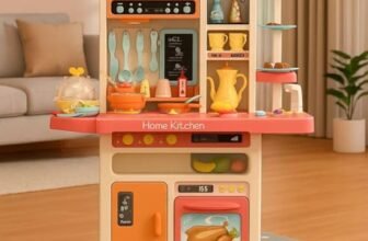 GRAPHENE 3 in1 Kitchen PlaySet Toys with Suitcase Pretend Playset for Girls Kids Portable Pretend Food Party Role Realistic Miniature Cooking Utensils Item 42 pcs with Light & Sound (3-8 Years Baby)