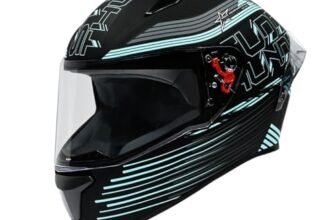 STUDDS Thunder D11 ISI and DOT Certified Full Face Helmet for Men and Women with Clear Visor – Matt Black Blue XL