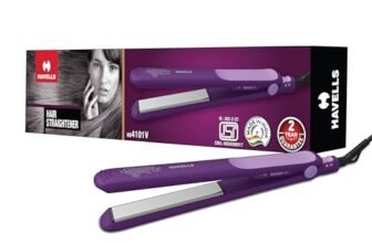 Havells HS4101 Ceramic Plates Fast Heat up Hair Straightener, Straightens & Curls, Suitable for all Hair Types (Purple)