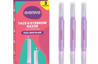 Evereve Face & Eyebrow Razor for Women, Pack of 3, Dual-Blade Head for Shaving with Precision & Coverage, German Steel Blades, Instant Painless Hair Removal, For All Skin Types, Dermaplaning Tool