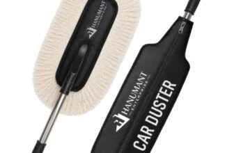H HANUMANT ENTERPRISE Swift Swipe Car Duster with Paraffin Wax-Treated Cotton Strands | Scratch-Free & Lint-Free Car Cleaning Brush | Long Handle | Reusable Waterless Dust Cleaner for Car, SUV & Bike
