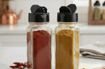 LESLEE Clear & Transparent Glass Material Salt & Pepper Shaker Spice Holder Condiment Set Holder Dispensers for Home & Kitchen [ 2-pcs ]