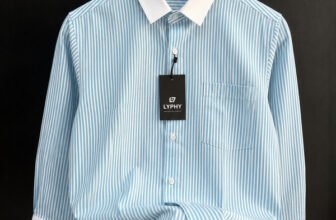 Lyphy Men Striped Casual Light Blue, White Shirt