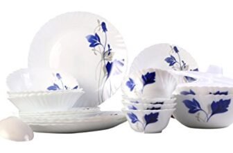 Larah By Borosil Ageria Opalware Glass Dinner Set,Pack of 25, White