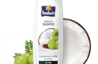Parachute Advansed Protein Shampoo with Coconut Milk & Amla | Up to 48 hr Shine | Ultra Shine | Protein Lock Technology | Paraben free | For Men & Women | 340ml