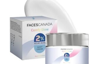 FACES CANADA 2% Kojic Acid Comfy Glow Night Cream with Niacinamide & Alpha Arbutin for Skin Brightening (25 gm) | Face Cream I Night Cream I Kojic Acid Glowing & Brightening Cream | Fades Dark Spots & Acne Marks | Nourishes & Hydrates
