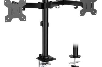 WALI Dual Monitor Desk Mount, Stand for 2 Up to 27inch, Dual Mount Max 22lbs for Home, Office, School (M002), Black