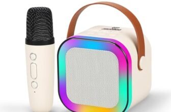Wembley Rechargeable Karaoke Mic with Speaker for Singing | Wireless Mini Portable Bluetooth Speaker with Microphone & LED Lights | Cute Birthday Gift for Kids Musical Toys for Boys, Girls and Adults