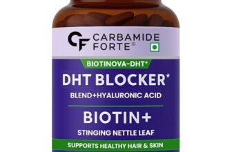 Carbamide Forte DHT Blocker with Biotin Tablets for Hair growth | Biotin Supplement with Bhringraj & Hyaluronic Acid | DHT Blocker Tablet supports Hair Growth, Scalp & Skin Health for Men & Women | 60 Tablets