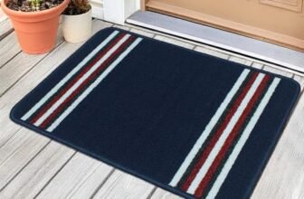 MollisHomes Pack of 1 Nylon Bathroom Mat Anti-Skid Bath Rug | Floor Mat for Bathroom, Kitchen, Bedroom & Office |Navy Blue Stripes Design-(37x57cm)