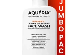 Aqueria Jumbo 200ml Face Wash For De-Tan & Brightening Vitamin C | With Lactic Acid & Niacinamide | Deep Cleansing Face Cleanser for Tan Removal, Pigmentation, Dark Spots, Dull & Uneven Skin Tone | Brightens Skin & Gently Exfoliates | Non-Drying Formula for All Skin Types | 3 Month Pack | Men & Women Gentle Cleanser