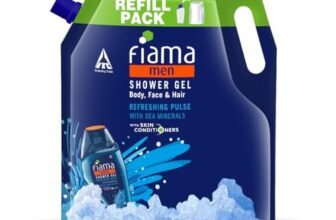 Fiama Men Body Wash Shower Gel Refreshing Pulse, 1.4L Body Wash Refill Pack for Men with Skin Conditioners & Sea Minerals for Moisturized Skin, Skin Friendly pH, For All Skin Types