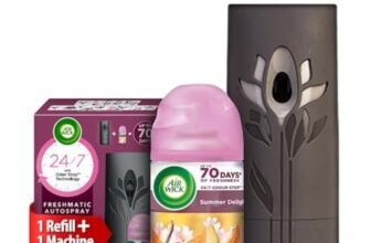 Air Wick 250 ml – Vanilla & Muskmelon (Summer Delights), Refill + Automatic Spray| Freshmatic Air Freshener Kit | 2600 Sprays Guaranteed | Automatic Room Freshener, Bathroom Freshener and Room Spray