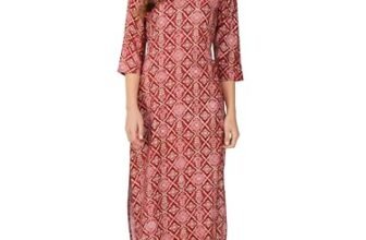 rytras Women’s Foil Printed Straight Kurta(Red,S)