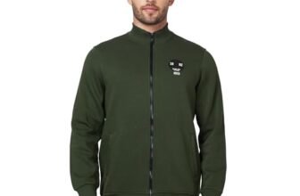 Spykar High Neck Full Sleeve Green Sweatshirt for Men (Size: L)-MSSLGT2BC075-RIFLE Green