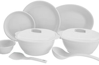 SignoraWare BPA Free Plastic Round Dinner Set | Microwave Safe | Unbreakable & Lightweight | Odor-Free | Great for Parties & Gatherings | Ideal for Regular Home Meals (Set of 32 pcs | White)