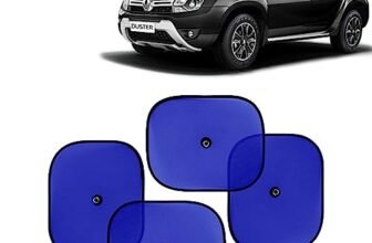 KINGSWAY Car Window Curtain Sticky Sun Shades Compatible with Renault Duster, (Year 2014-2022), Universal Fit Sunshades for Side Window, Rear Window, Blue Color, 4 Pieces