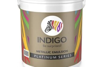 Indigo Metallic Emulsion Platinum Series – Sparkling Metallic Texture Wall Paint | Water-Based | Anti-Fungal & Algae Resistant | Interior & Exterior Use 1 L Sunshine Gold