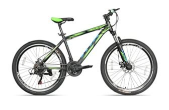 Viva ALMA 29T Multispeed Alloy 21-Speed MTB Mountain Cycle for Adults with Shimano Gear & Dual Disc Brakes (Black-Green)