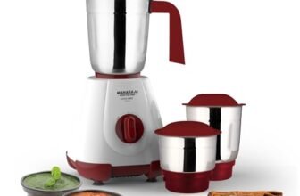 Maharaja Whiteline 500W Mixer Grinder with 3 Stainless Steel Jars with lid and 20,000 RPM Motor Speed (White & Cherry Red)