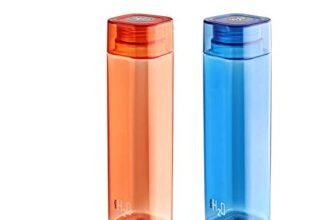 CELLO H2O Squaremate Water Bottle Set of 2, 1000ml Each | Food Grade, Unbreakable Pet Water Bottle |Reusable Leakproof Lightweight Easy to Carry Fridge Pet Bottle Set For Home, School, Office, Gifting