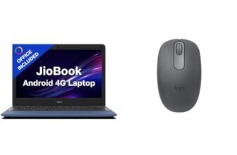 JioBook 11 with Lifetime Office | Android 4G Laptop Mediatek 8788 (JioOS) | Octa-core | 4GB RAM | 64 eMMC Storage | Thin and Light Laptop (11.6 inch, 990 Grams + Logitech M196 BT Mouse