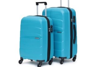 YAYAVAR Set of 2 Check-in Medium & Cabin-66 & 57 CM, 360 Degree Rotating Wheels,Polypropylene Material,Hard Luggage with Telescopic Handle and Combination Locking Mechanism, Moscow-(Set of 2,Teal)