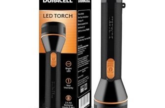 Duracell LED Torch Light, Super Bright, 6000 LUX, Ultra-Light and Easy to Carry Design, Large Reflector, for Everyday Use, 2AA Batteries Free, Black